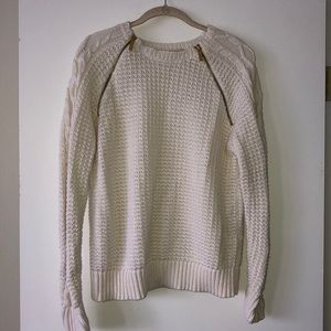 Michael Kors Cream Knit Sweater w/ Gold Zippers